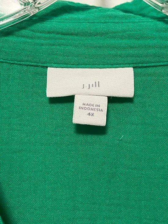 J. Jill Cotton Gauze Green Tunic Blouse, Size 4X, Button Down Shirt - Picture 3 of 5